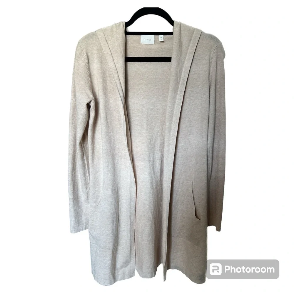Cyrus open hoodie cardigan tan color in size Medium - Picture 2 of 8